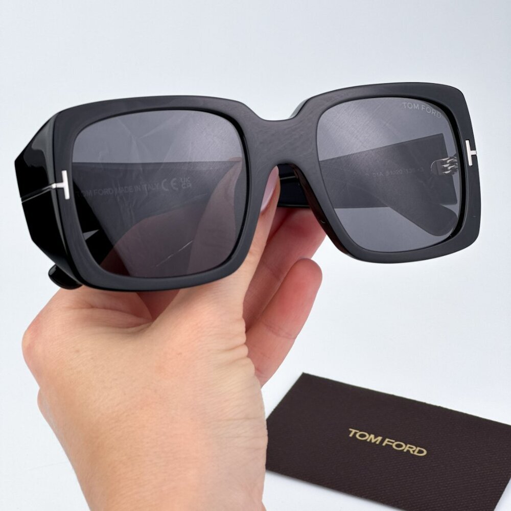 Tom Ford FT1035-N RYDER 01A BRAND NEW Sunglasses Black Smoke Gray Square Women